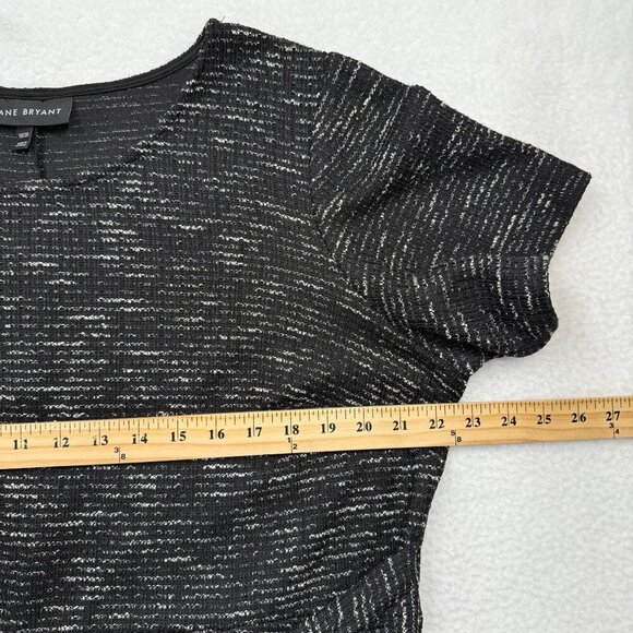 Lane Bryant Hi Lo Dress Tie Waist Stretch Tweed Short Sleeve Black Size 18/20 - Picture 6 of 8